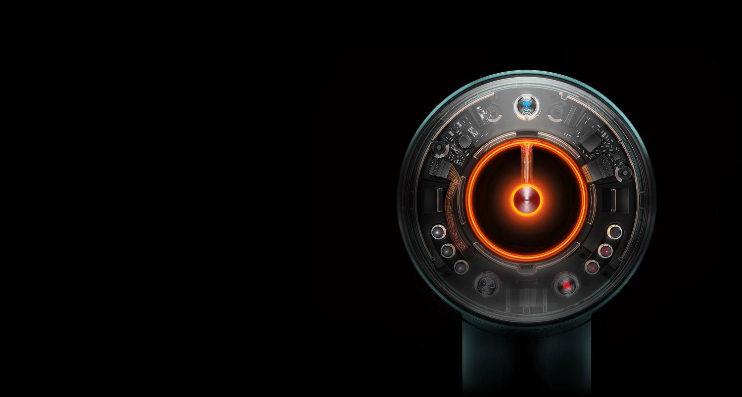 Close-up of capsule glowing to indicate air temperature